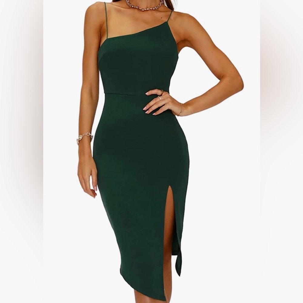 Green Midi Dress with Slit